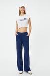 Koton New York Crop Tişört Kısa Kollu Bisiklet Yaka Slim Fit