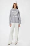 Koton Oversize Bisiklet Yaka Sweatshirt Kolej Baskılı Şardonlu