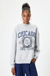 Koton Oversize Sweatshirt Kolej Baskılı Bisiklet Yaka Şardonlu