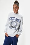 Koton Oversize Sweatshirt Kolej Baskılı Bisiklet Yaka Şardonlu