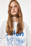 Koton Şardonlu Stitch Lisanslı Bisiklet Yaka Baskılı Oversize Sweatshirt