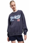 Koton Şardonlu Uzun Kollu Bisiklet Yaka Baskılı Oversize Sweatshirt