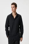 Koton Slim Fit Gömlek Yarım İtalyan Yaka Düğmeli Dokulu