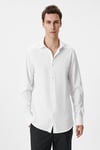 Koton Slim Fit Gömlek Yarım İtalyan Yaka Düğmeli Dokulu