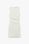 Koton Slim Fit Kolsuz Drape Detaylı Bisiklet Yaka Mini Elbise