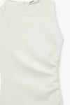 Koton Slim Fit Kolsuz Drape Detaylı Bisiklet Yaka Mini Elbise