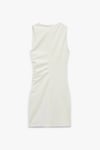 Koton Slim Fit Kolsuz Drape Detaylı Bisiklet Yaka Mini Elbise
