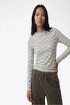 Koton Slim Fit Uzun Kollu Geniş Hafif Dik Yaka Çizgili Tişört