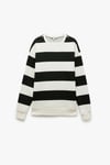Koton Üç İplik Şardonlu Çizgili Bisiklet Yaka Sweatshirt
