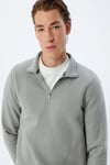 Koton Yarım Fermuarlı Yaka Sweatshirt Uzun Kollu Şardonlu Pamuk Karışımlı
