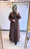 İnvee Triko Başak Desen Kapitone Kap Kahverengi