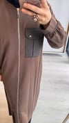 Nurcan Çetin Çift Fermuarlı Ferace Kahverengi