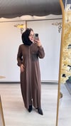 Nurcan Çetin Çift Fermuarlı Ferace Kahverengi