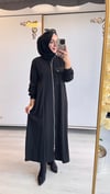 Nurcan Çetin Çift Fermuarlı Ferace Siyah