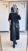 Nurcan Çetin Deri Etekli Takım Siyah