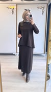 Nurcan Çetin Kalem Etekli Takım Kahverengi