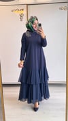Nurcan Çetin Şifon Detaylı Elbise Mavi