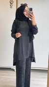 Nurcan Çetin Taş Detaylı Qupra Takım Siyah