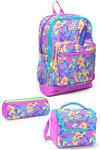  CORAL HİGH KİDS PEMBE SARI LAVANTA KAMUFLAJ DESENLİ 3'LÜ OKUL ÇANTA SETİ