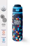  CORAL HİGH LACİVERT GEOMETRİK DESENLİ 800 ml ÇELİK TERMOSLU 4'LÜ OKUL ÇANTA SETİ