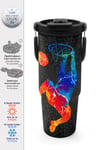 CORAL HİGH GRİ BASKETBOL DESENLİ 900 ml ÇELİK TERMOSLU 4'LÜ OKUL ÇANTA SETİ