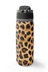 Coral High Kahverengi Leopar Desenli Pipetli ve Direkt İçim Çelik Termos 800 ml 38541
