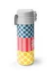 Coral High Kids Çok Renkli Dama Çizgi Puantiye Desenli Pipetli ve Direkt İçim Çelik Termos 500 ml 38104