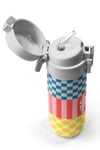 CORAL HİGH KİDS ÇOK RENKLİ DAMA ÇİZGİ PUANTİYE DESENLİ ÇEKÇEKLİ 500 ml ÇELİK TERMOSLU 4'LÜ ÇANTA SETİ