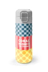 CORAL HİGH KİDS ÇOK RENKLİ DAMA ÇİZGİ PUANTİYE DESENLİ ÇEKÇEKLİ 500 ml ÇELİK TERMOSLU 4'LÜ ÇANTA SETİ
