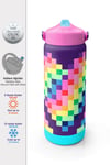 CORAL HİGH KİDS ÇOK RENKLİ PİKSEL KALP DESENLİ ÇEKÇEKLİ ÇELİK TERMOSLU 4'LÜ ÇANTA SETİ