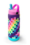 CORAL HİGH KİDS ÇOK RENKLİ PİKSEL KALP DESENLİ ÇEKÇEKLİ ÇELİK TERMOSLU 4'LÜ ÇANTA SETİ