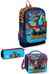 CORAL HİGH KİDS DRAGON DESENLİ 3'LÜ OKUL ÇANTA SETİ 