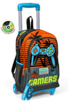 CORAL HİGH KİDS GRİ TURUNCU GAMER DESENLİ ÇEKÇEKLİ 3'LÜ ÇANTA SETİ 