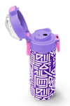 Coral High Kids Mor Beyaz Geometrik Desenli Pipetli ve Direkt İçim Çelik Termos 500 ml 31883