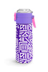 Coral High Kids Mor Beyaz Geometrik Desenli Pipetli ve Direkt İçim Çelik Termos 500 ml 31883