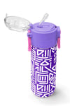 Coral High Kids Mor Beyaz Geometrik Desenli Pipetli ve Direkt İçim Çelik Termos 500 ml 31883