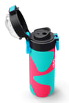 Coral High Kids Neon Mercan Turuncu Desenli Pipetli ve Direkt İçim Çelik Termos 500 ml 31885