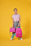 CORAL HİGH KİDS NEON PEMBE SU YEŞİLİ KALP DESENLİ 3'LÜ OKUL ÇANTA SETİ