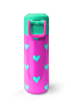 CORAL HİGH KİDS NEON PEMBE SU YEŞİLİ KALP DESENLİ ÇELİK TERMOSLU 4'LÜ OKUL ÇANTA SETİ