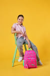 CORAL HİGH KİDS NEON PEMBE SU YEŞİLİ KALP DESENLİ 3'LÜ OKUL ÇANTA SETİ