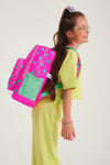 CORAL HİGH KİDS NEON PEMBE SU YEŞİLİ KALP DESENLİ 3'LÜ OKUL ÇANTA SETİ