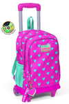 CORAL HİGH KİDS NEON PEMBE SU YEŞİLİ KALP DESENLİ 600 ml ÇELİK TERMOSLU ÇEKÇEKLİ 4'LÜ ÇANTA SETİ