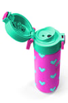 CORAL HİGH KİDS NEON PEMBE SU YEŞİLİ KALP DESENLİ ÇELİK TERMOSLU 4'LÜ OKUL ÇANTA SETİ