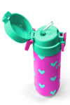 CORAL HİGH KİDS NEON PEMBE SU YEŞİLİ KALP DESENLİ ÇELİK TERMOSLU 4'LÜ OKUL ÇANTA SETİ