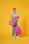 CORAL HİGH KİDS NEON PEMBE SU YEŞİLİ KALP DESENLİ 3'LÜ OKUL ÇANTA SETİ