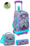 CORAL HİGH KİDS PASTEL RENKLİ KELEBEK DESENLİ ÇEKÇEKLİ 3'LÜ ÇANTA SETİ