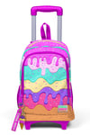 Coral High Kids Pembe Rengarenk Dondurma Desenli Üç Bölmeli Çekçekli Okul Sırt Çantası 23931