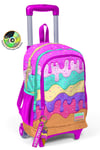 CORAL HİGH KİDS PEMBE RENGARENK DONDURMA DESENLİ ÇEKÇEKLİ 3'LÜ ÇANTA SETİ 