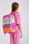 CORAL HİGH KİDS PEMBE RENGARENK DONDURMA DESENLİ ÇEKÇEKLİ 3'LÜ ÇANTA SETİ 