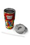 CORAL HİGH KİDS RENKLİ BLOK DESENLİ  600 ml ÇELİK TERMOSLU 4'LÜ ÇEKÇEKLİ OKUL ÇANTA SETİ SETİ